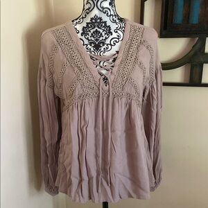 Lace Detail 3/4 Sleeve Blouse with front tie